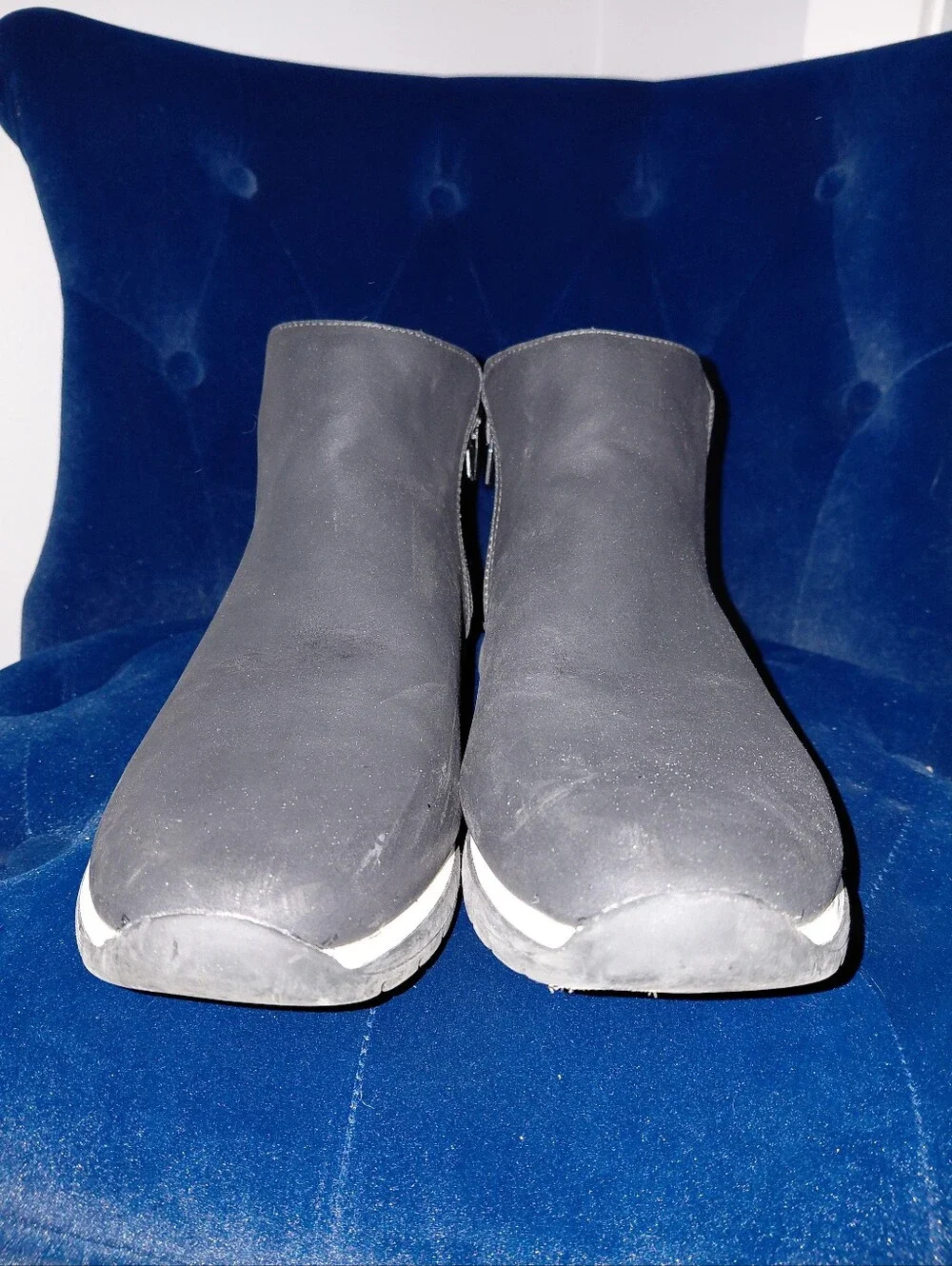 LifeStride Hope Black Felt Slip-On Ankle Booties 11W Cozy Minimalist Comfort